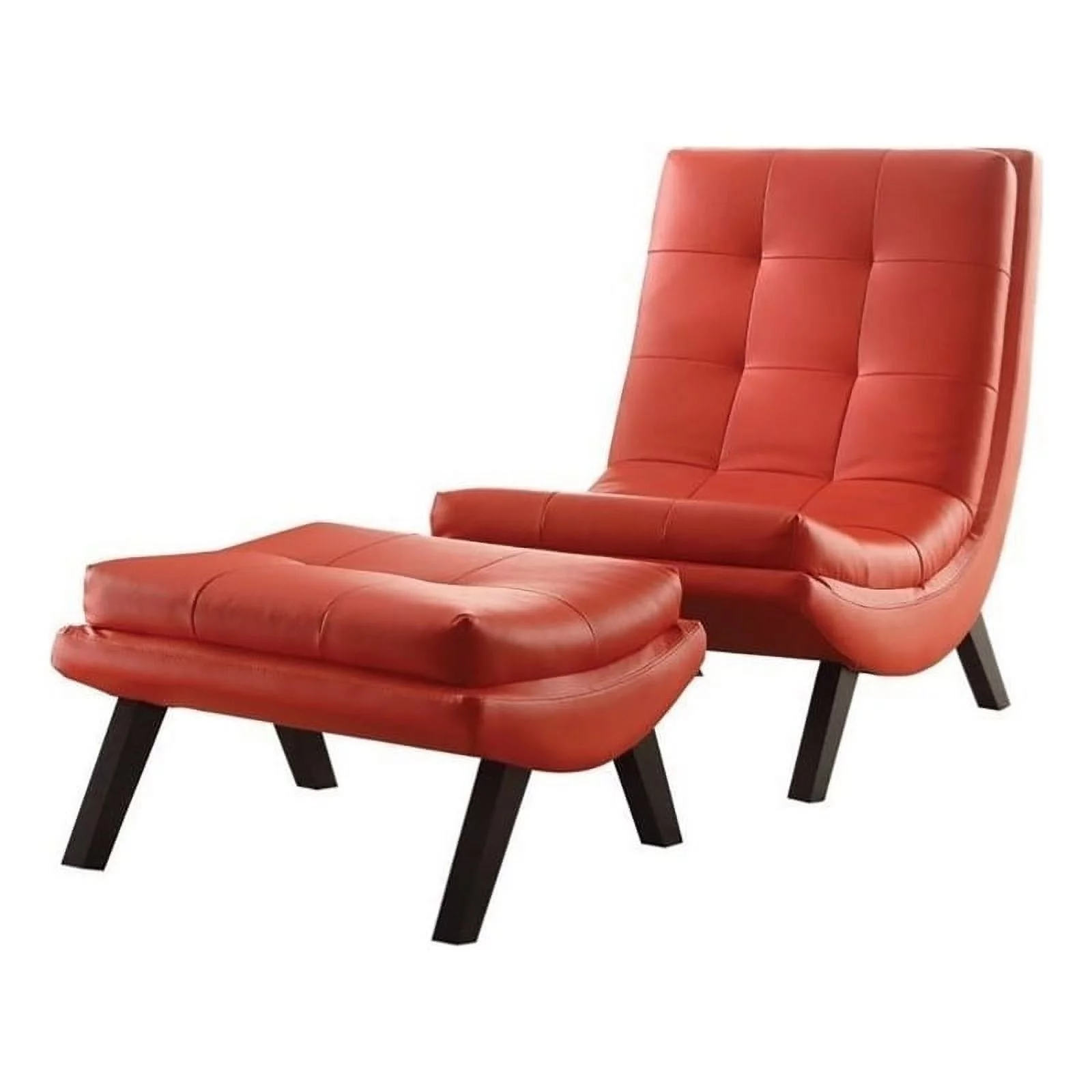 Atlin Designs 16'' Modern Faux Leather Lounge Chair and Ottoman in Red