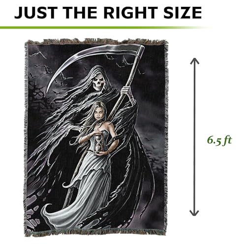 Pure Country Weavers Summon The Reaper Woven Blanket by Anne Stokes - Fantasy Gift Cotton Tapestry Throw - Made in The USA - 72