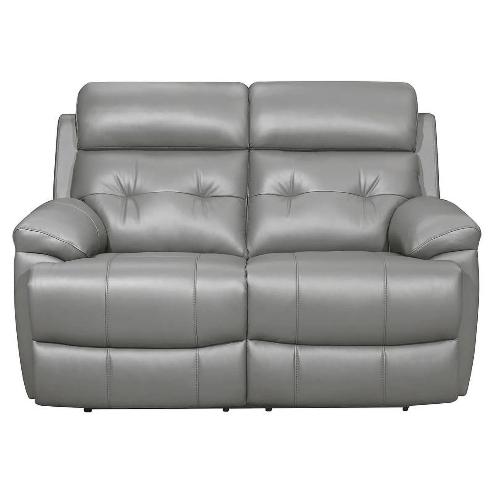 Pemberly Row Modern Leather Double Reclining Love Seat in Gray