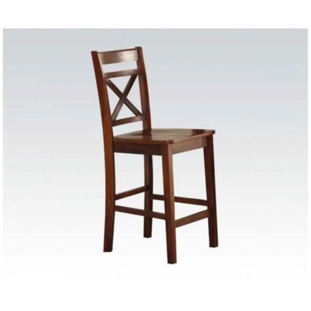 Wooden Counter Height Chair with Cross Back, Cherry Brown - 39 x 21 x 18 in. - Set of 2
