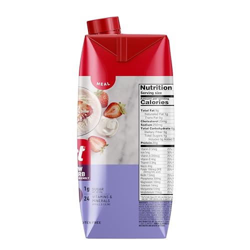 SlimFast Protein Shake, Chocolate- 20g Protein, Meal Replacement Shake Ready to Drink, High Protein with Low Carb and Low Sugar, 24 Vitamins and Minerals, 12 Count (Pack of 1) (Packaging May Vary)