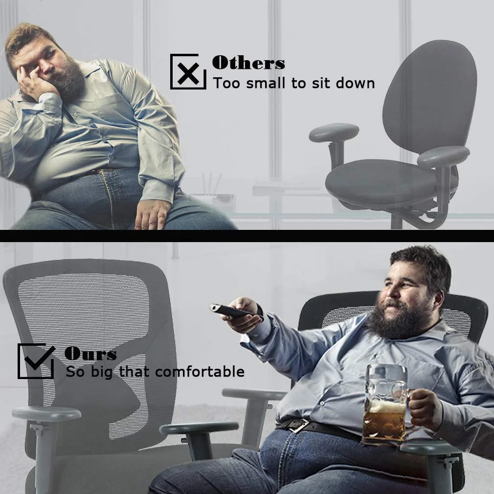 Mesh Desk Chairs Big and Tall Office Chair Ergonomic Computer Chair Heavy Duty 400 lbs Task Chair with Wheels and Adjustable Arms, Black