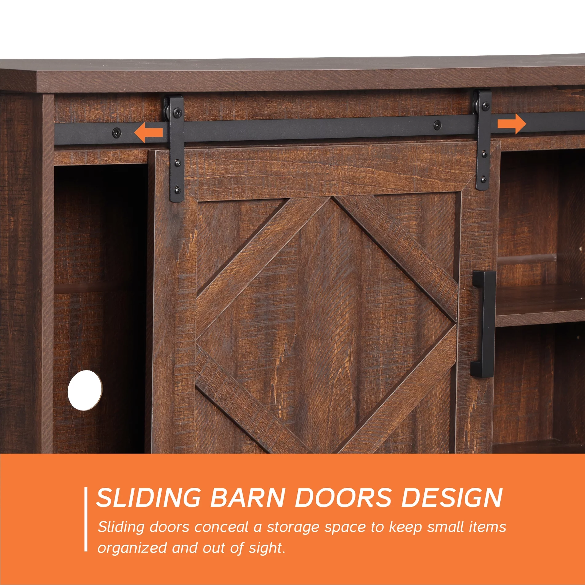 Farmhouse TV Stand for up to 75 inch TVs Brown