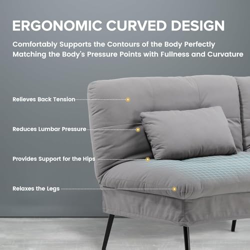 COMHOMA Convertible Sofa Bed,68″Fabric Couch with Adjustable Backrest,Loveseat Recliner Sleeper Living Room Furniture futon Set,Black