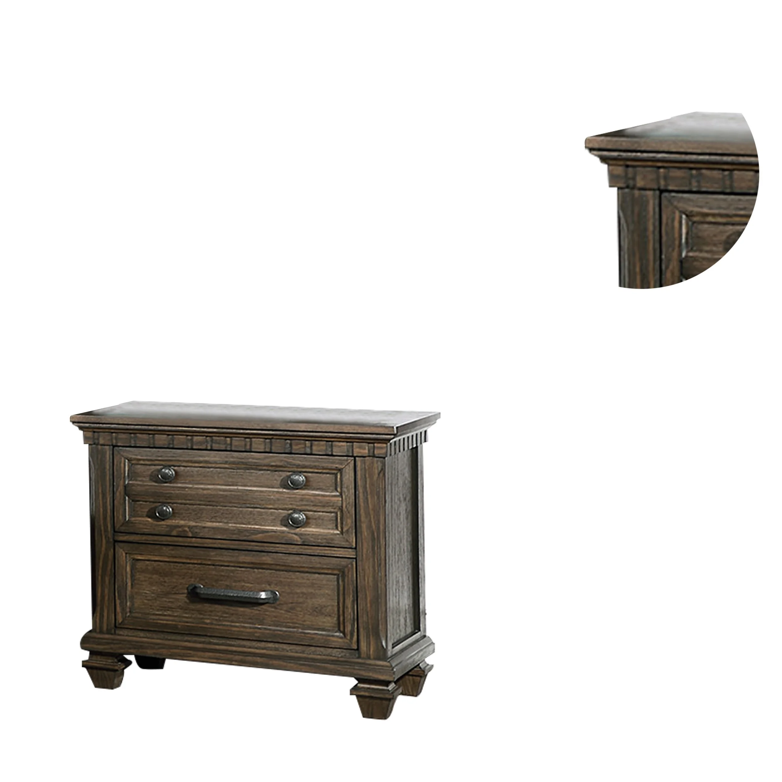 Simple Relax 2-Drawer Wood Nightstand in Rustic Brown Finish