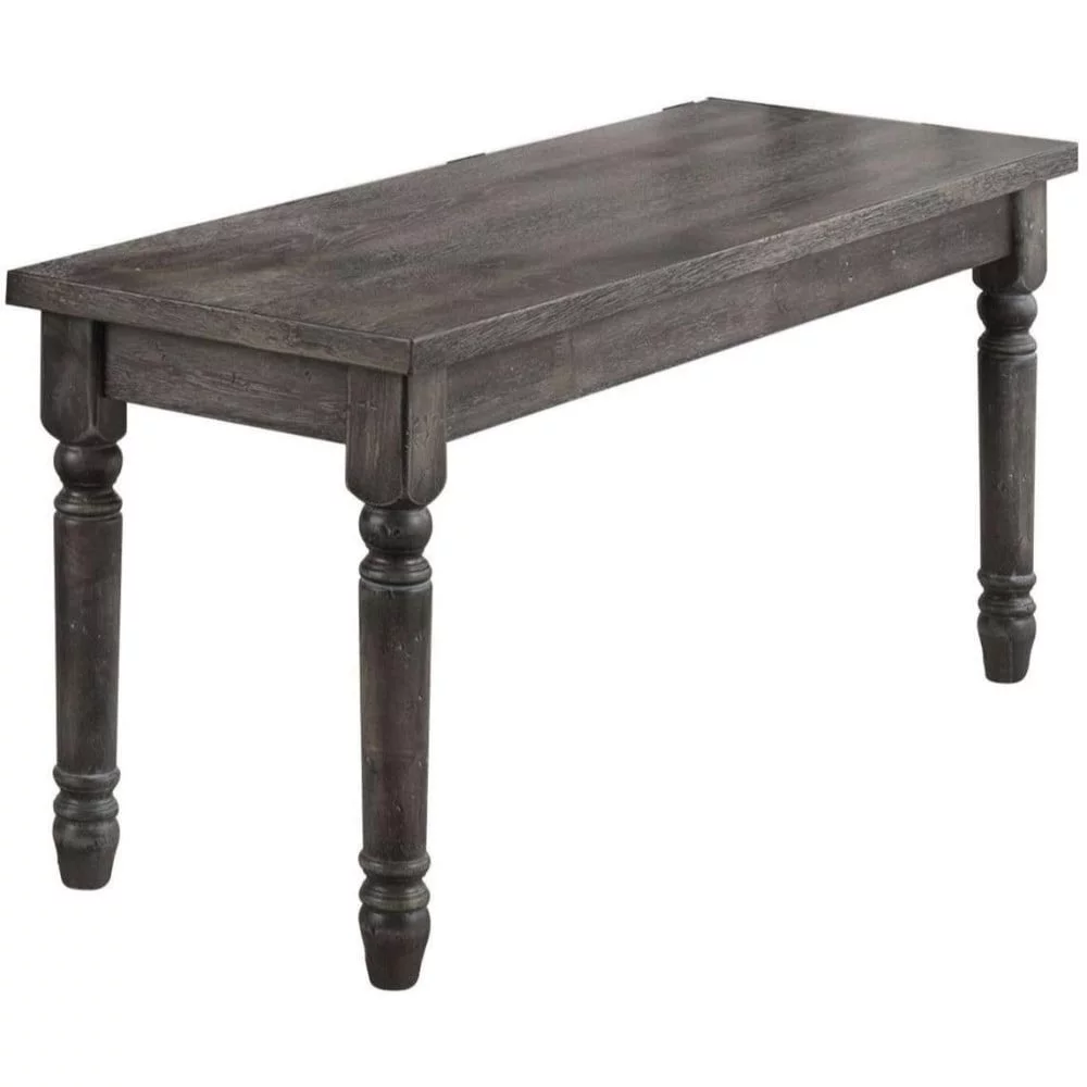 Transitional Style Wood Bench with Turned Legs in Gray