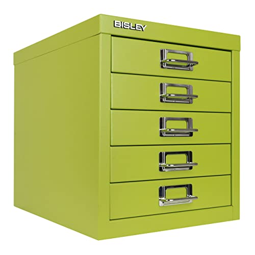 Bisley 10-Drawer Steel MultiDrawer Cabinet - Black, Chrome Pull Handles with Label Holders, Powder-Coated Steel, Removable Drawers, Fits Under Most Desks, Labels Included