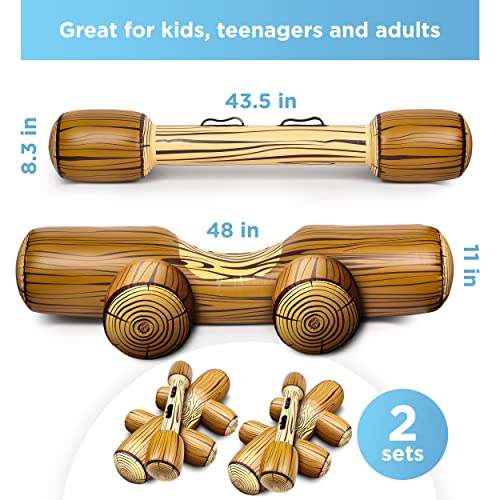 Upgraded Chuchik Inflatable Battle Logs - Joust Game Raft Pool Floats for Adults & Kids - Ages 4-8, 8-12