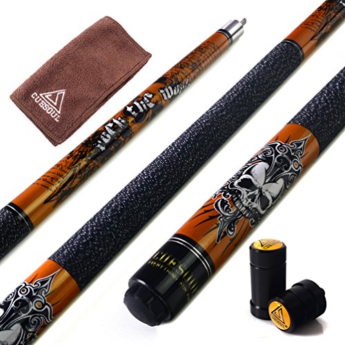 CUESOUL 58 inch 19/20/21 oz 1/2 Maple Pool Cue Stick Kit-Rockin Series
