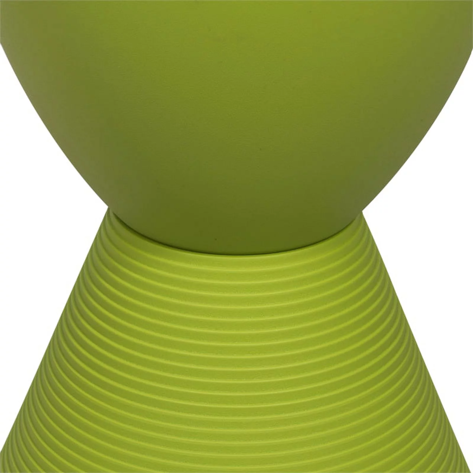 Home Square Modern Plastic Ribbed Round End Table in Green - Set of 2