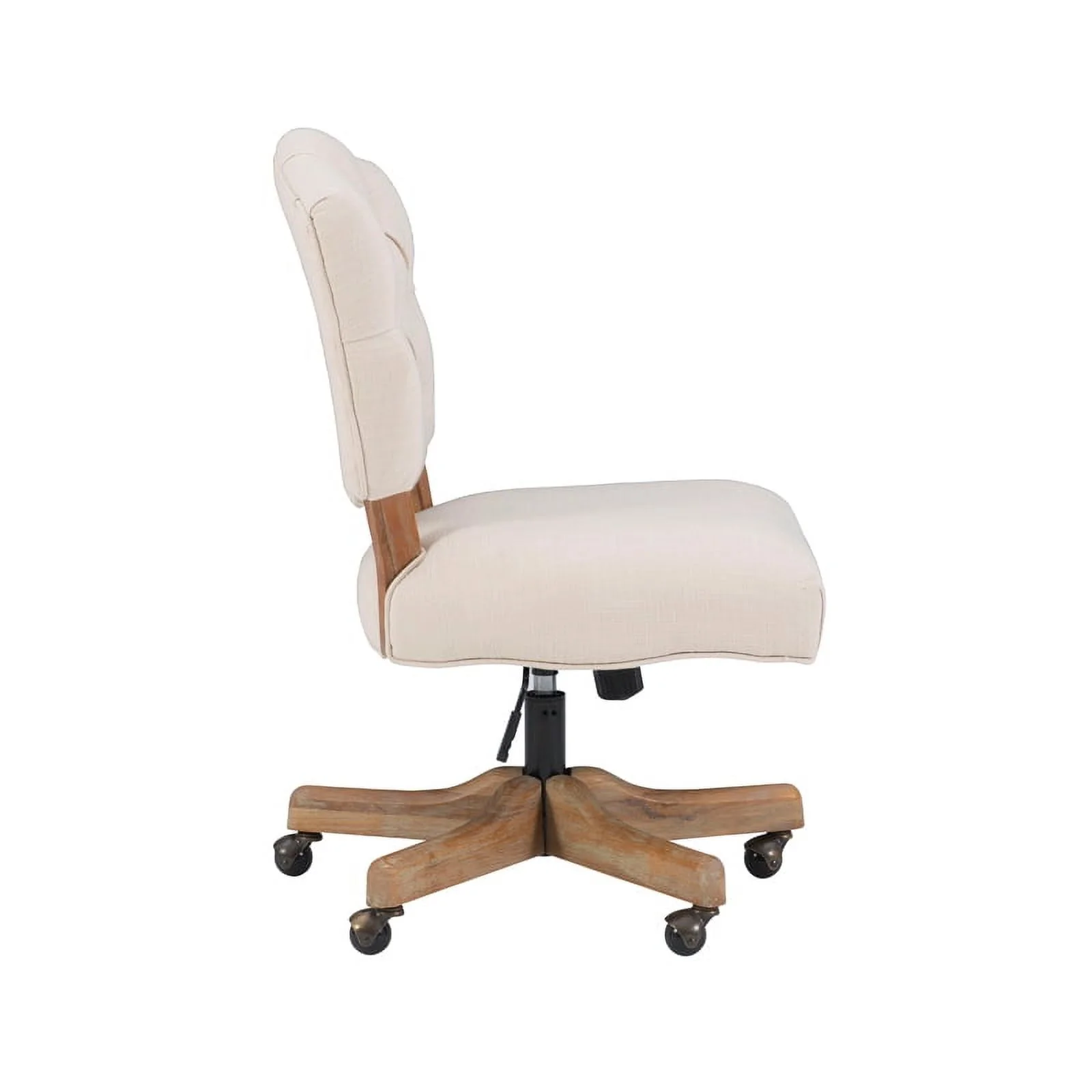UrbanPro Wood Upholstered Swivel Office Chair in Beige