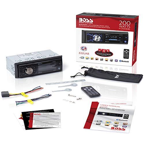 BOSS Audio Systems 611UAB Car Stereo System - Single Din, Bluetooth Audio and Calling Head Unit, Aux Input, USB, Mechless, No CD DVD Player, AM/FM Radio Receiver