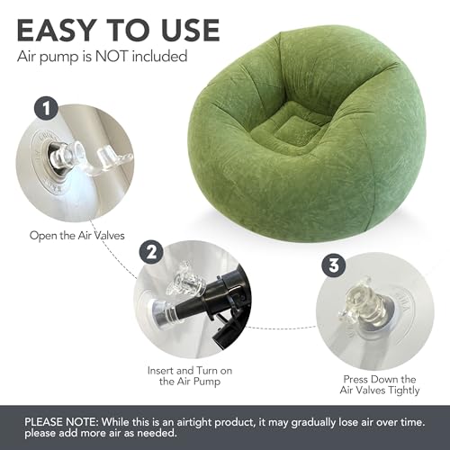 45x45x28 Inflatable Beanless Bean Bag Chair Lounge Sofa - Black