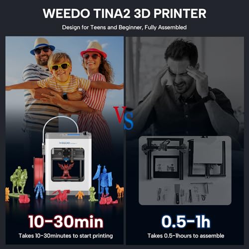 TINA2S 3D Printer with WiFi Printing, WEEDO Mini 3D Printers for Kids and Beginners, Auto Leveling and Fully Assembled FDM 3D Printer, Open Source DIY 3D Printer for Home Classroom and Office