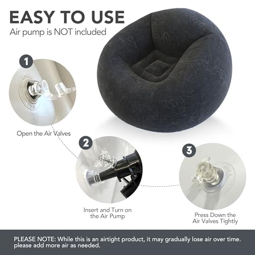 45x45x28 Inflatable Beanless Bean Bag Chair Lounge Sofa - Black