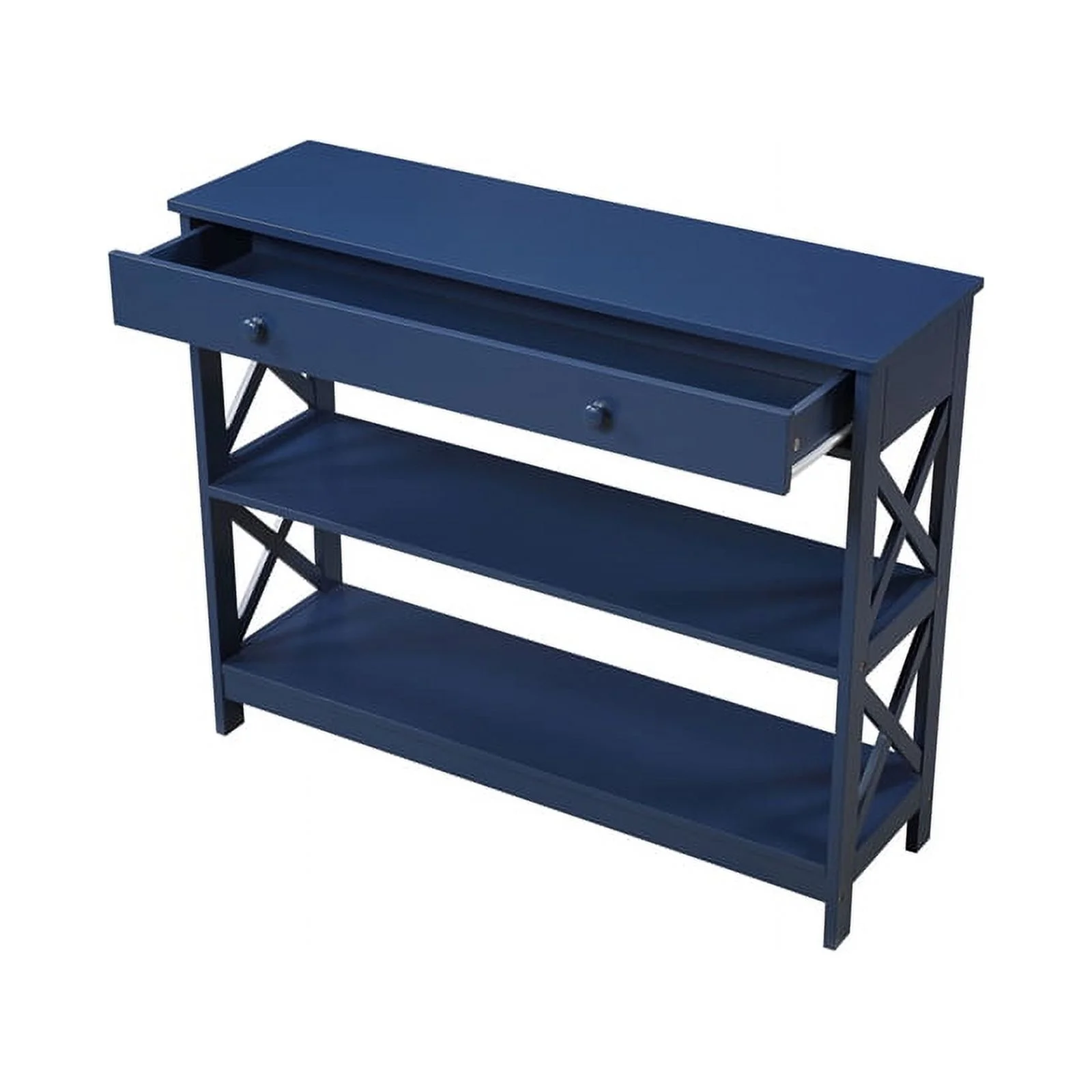 Pemberly Row Transitional One-Drawer Console Table in Cobalt Blue Wood Finish