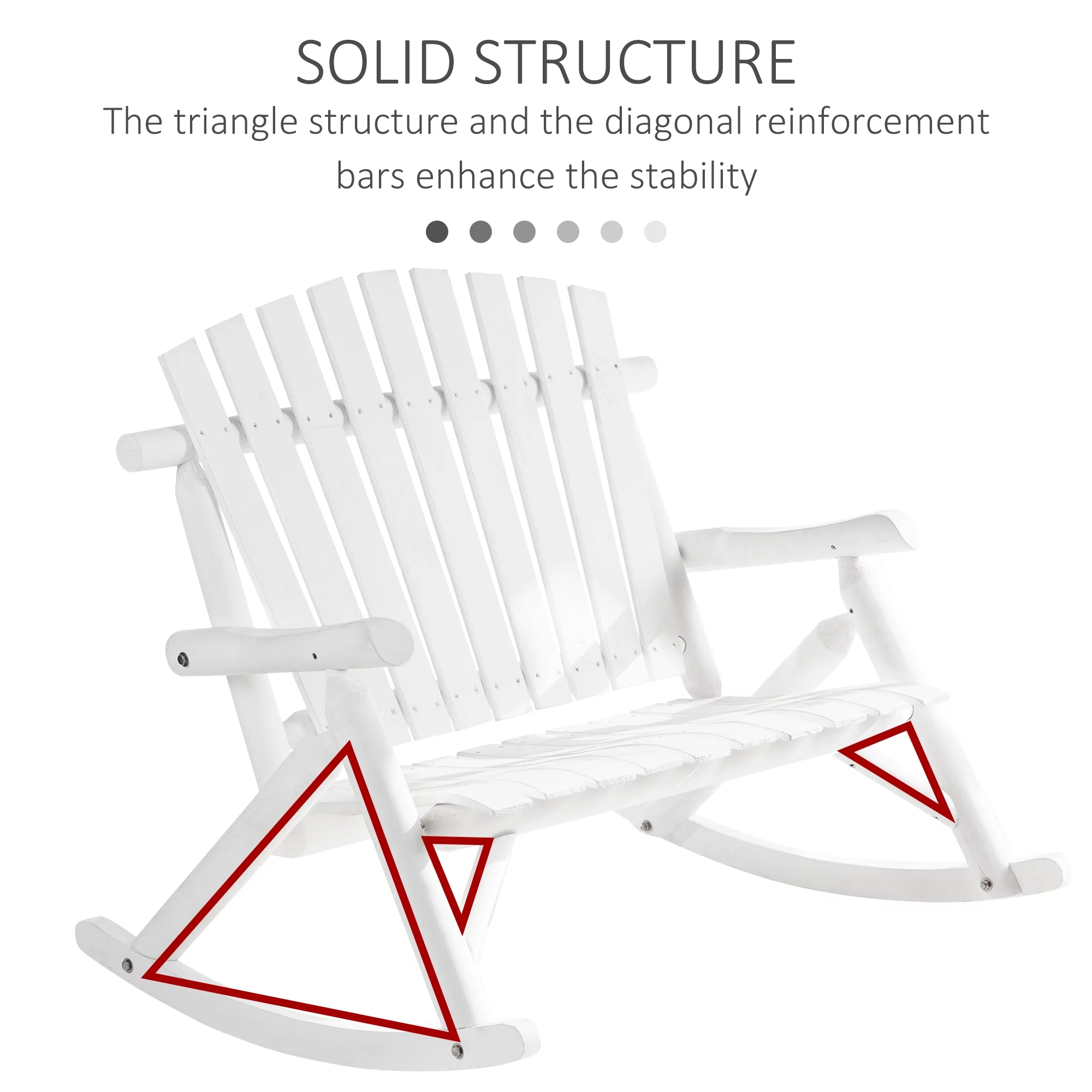 Outsunny 2-Person Wood Rocking Chair, Adirondack Rocker