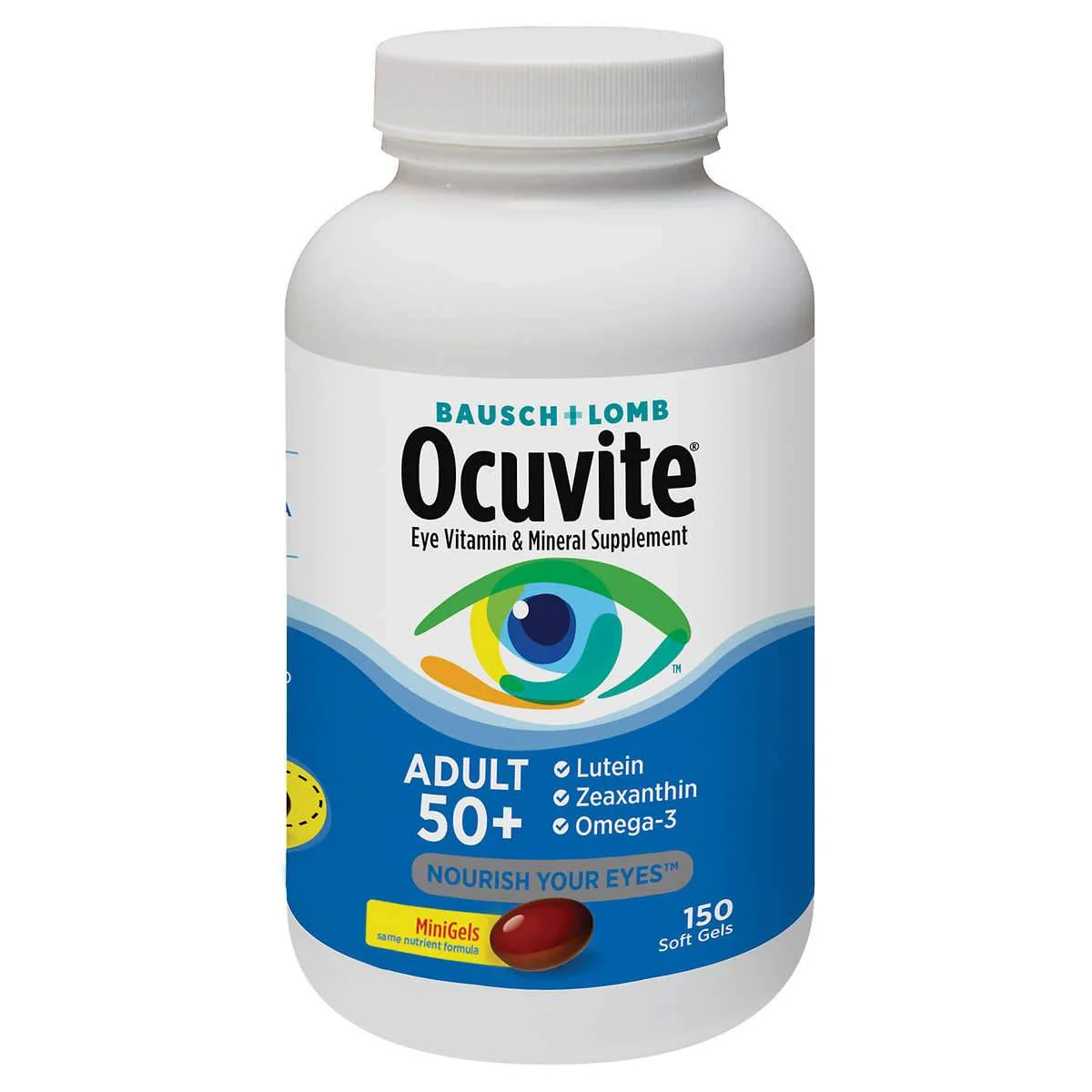 O-cuvite Adult 50+ Eye Vitamin & Mineral Supplement - 150 Softgels per Bottle