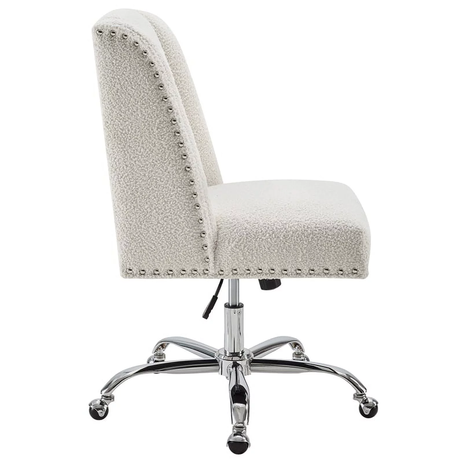 Riverbay Furniture Upholstered Swivel Office Chair in Cream Sherpa