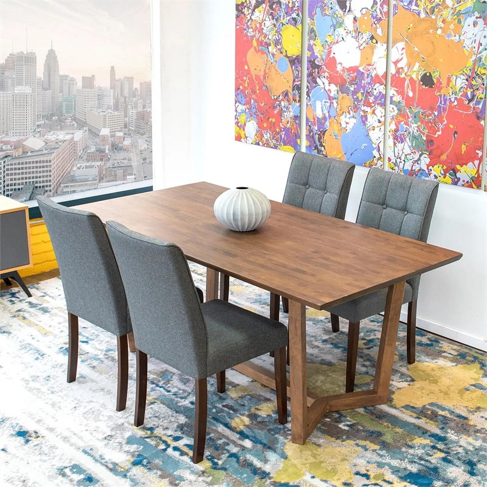 Home Square 4 Piece Furniture Set with Dining Table Bench and 2 Dining Chairs