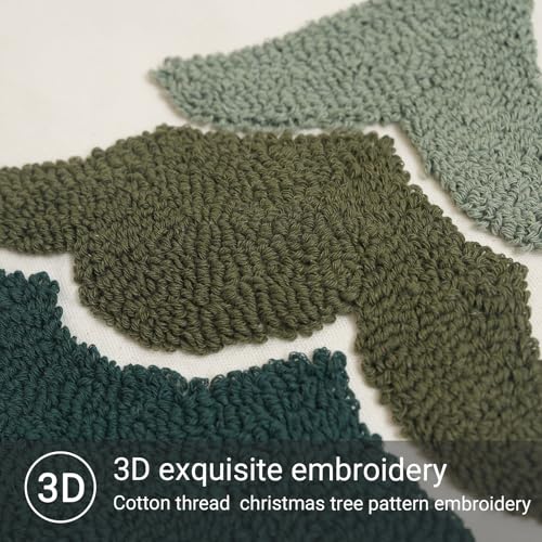 GEEORY Christmas Pillow Covers 18x18 Inch, Embroidered Xmas Tree Throw Pillows Farmhouse Winter Holiday Decor Cushion Case for Sofa & Bed Home Decorations (Green) GX003-1-18