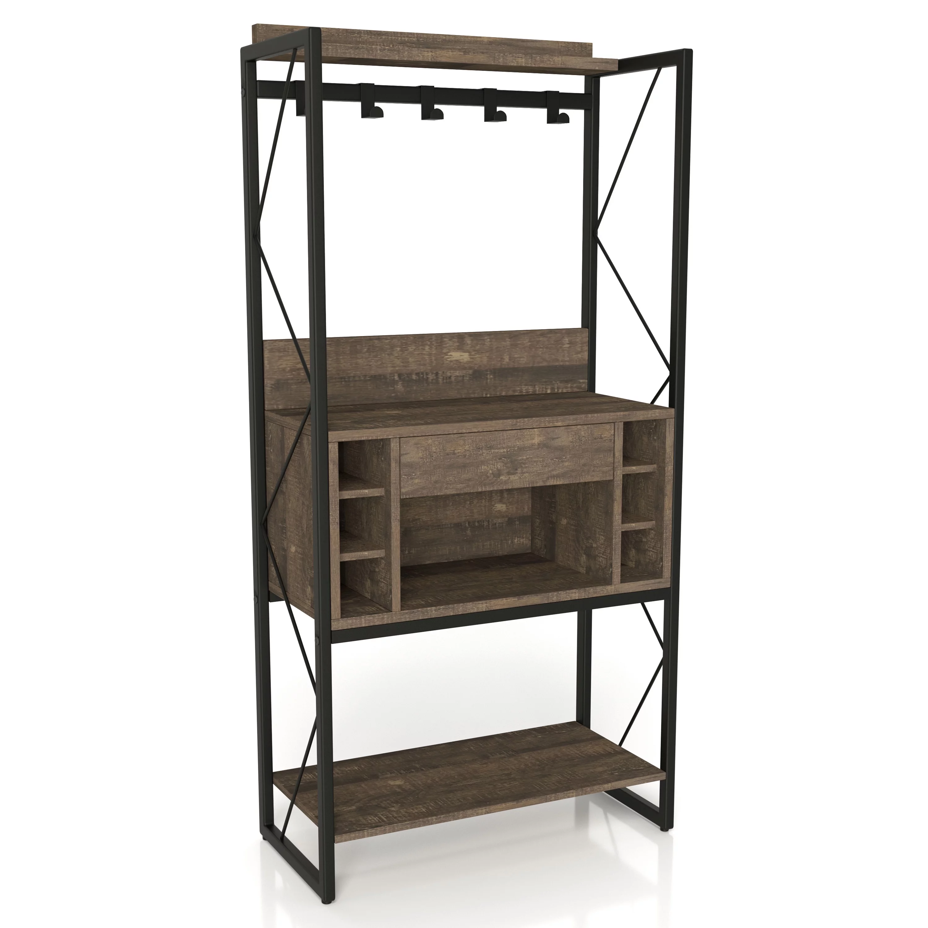24/7 Shop At Home Bagare Metal and Wood Baker's Rack, Reclaimed Oak