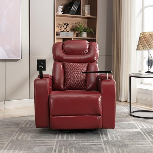 Merax Electric recliner chair with USB Charge Port, 360 Swivel Tray Table, Hand in-Arm Storage, and Cup Holders, ambient lighting Gaming Home Theater Seating