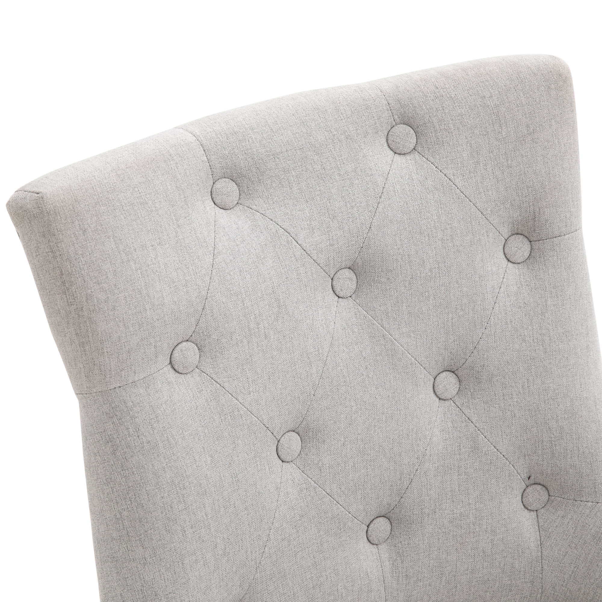 HOMCOM 2 Piece Fabric Dining Chairs Set of 2, Leisure Padded Accent Chair with Armrest, Solid Wooden Legs, Light Grey