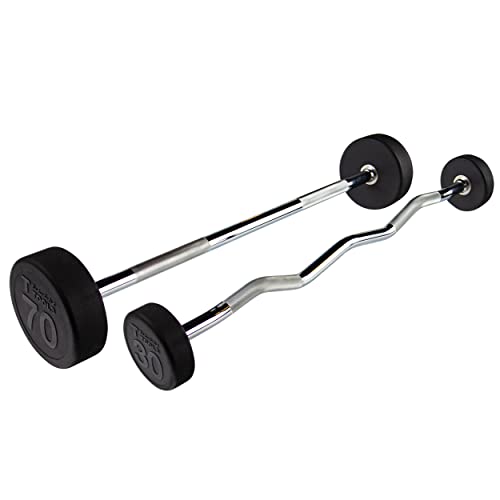 Body-Solid Rubber Coated Fixed Weights Straight Barbells- Weighted Bar for Weightlifting Exercise, Bodybuilding, Strength Training, Squat Rack & Bench Press