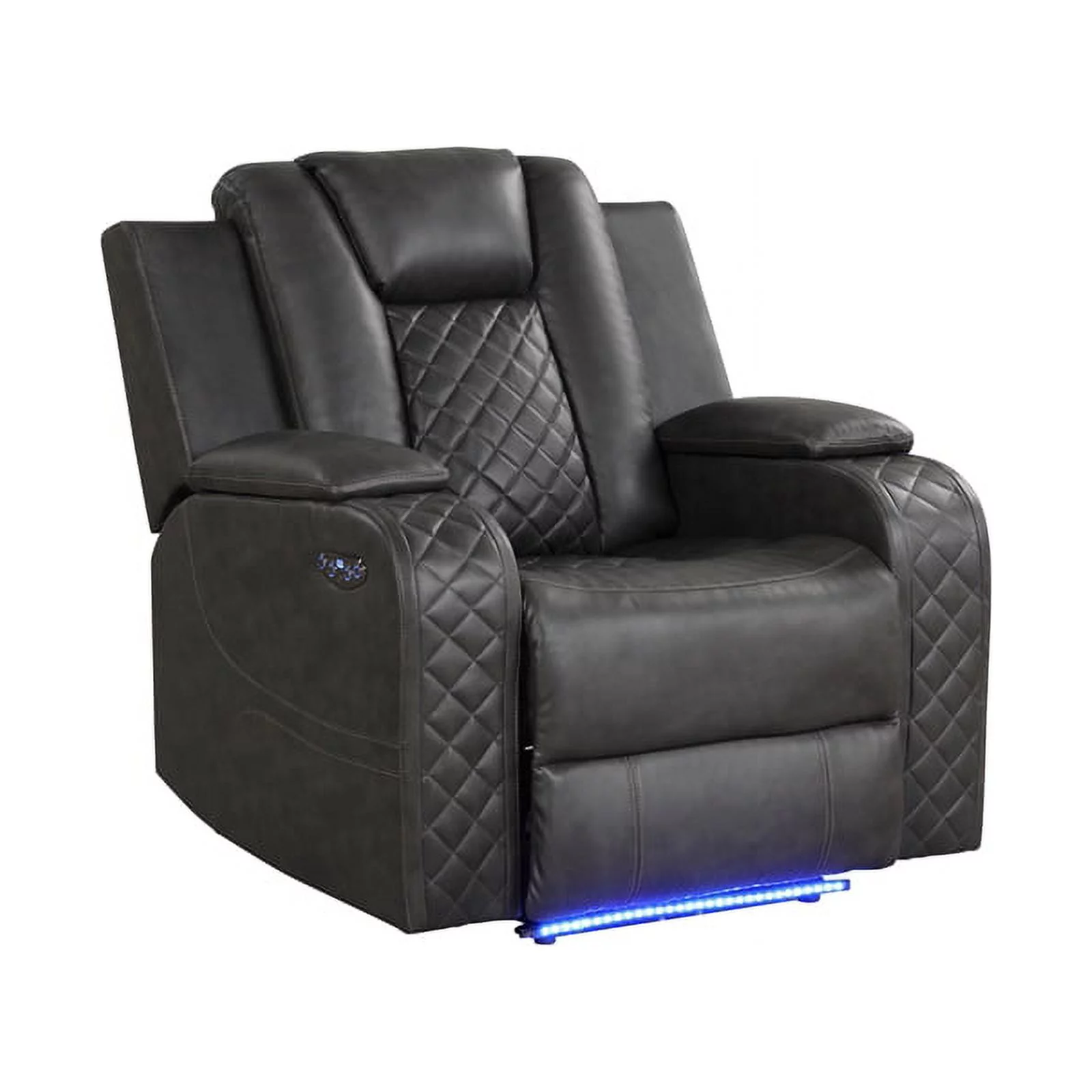 Benz LED & Power Recliner 3 PC Made With Faux Leather in Gray