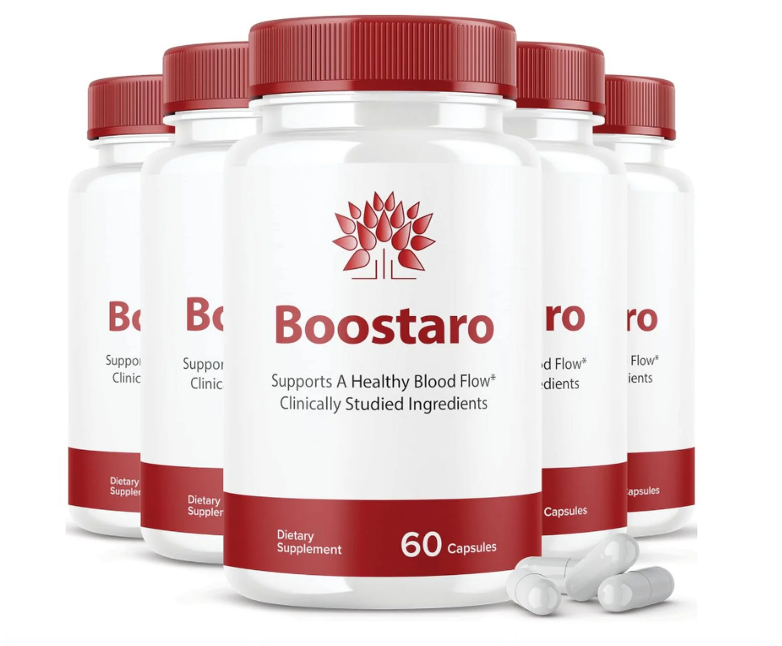 (5 Pack) Boostaro Pills Official Formula Boostaro Supplement Capsules Extra Strength Healthy Blood Flow (300 Capsules)