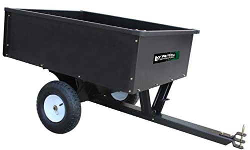 Yard Commander - 400LB Heavy Duty Tow Behind ATV Trailer Steel Dump Cart - 10-Cubic Feet Capacity - Garden Utility Trailer - Trailers with Removable Tailgate for Riding Lawn Mower Tractor