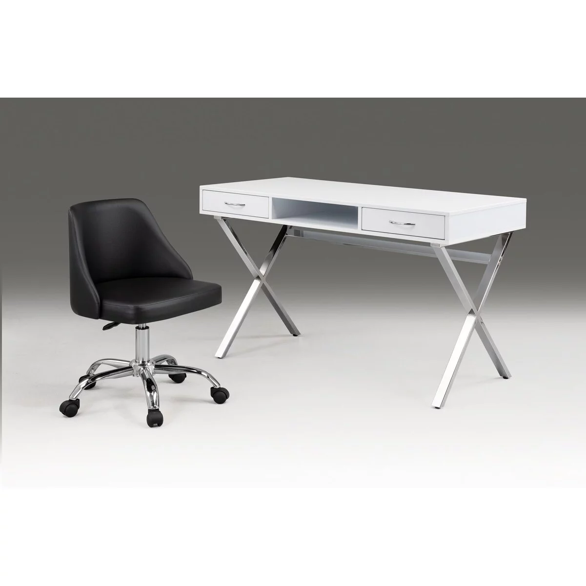 Desk with Two drawers with Medal Base silver