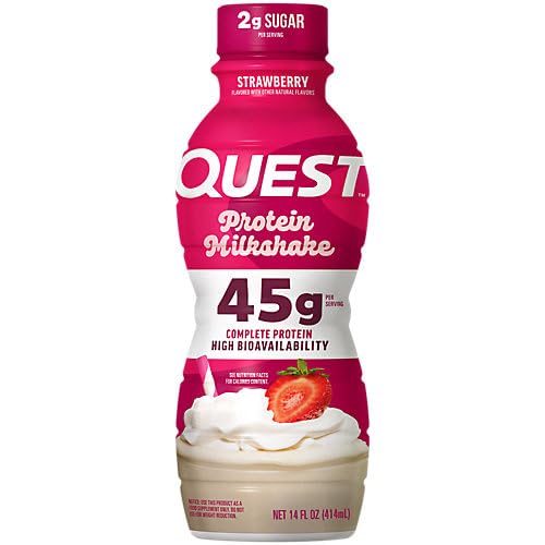 Quest Nutrition Chocolate Protein Shake, 45g Protein, 2g Sugar, 4g Net Carbs, Ready to Drink, Gluten Free, 12 Count