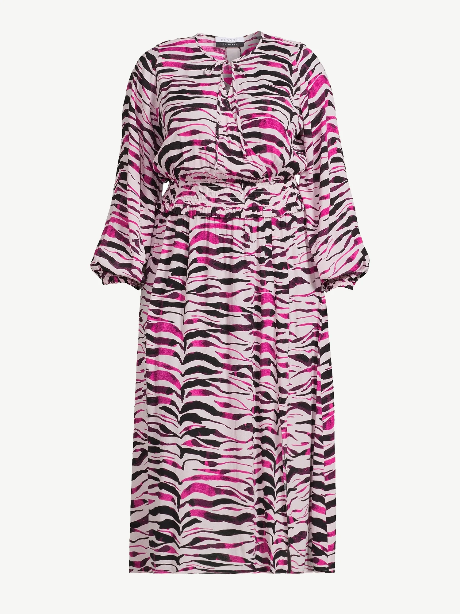 Eloquii Elements Women's Poet Sleeve Smocked Waist Maxi Dress