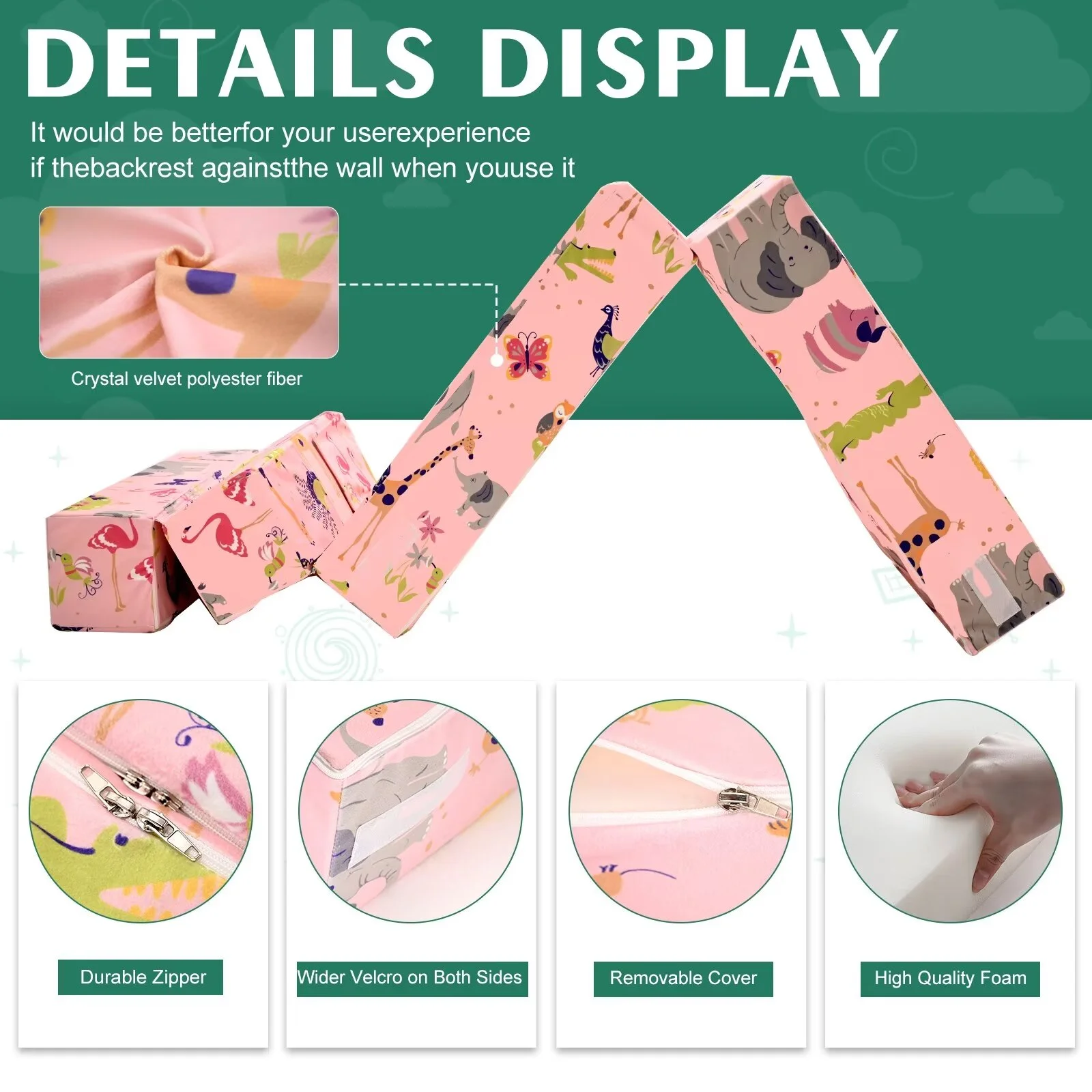 MOPHOTO Furniture Kids Fold Out Couch 2-in-1 Children Convertible Sofa to Lounger with Soft Plush Fabric, Toddler Couch Chair (Pink)