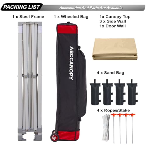 ABCCANOPY Easy Pop Up Canopy Tent with Sidewalls 10x10 Commercial -Series, White