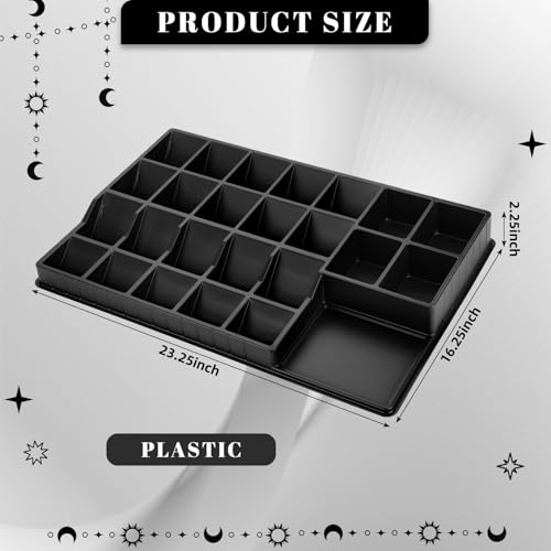 Geetery 4 Pack Card Sorting Tray Black Stackable Sports Card Sorting Trading Dividers 15 Compartment Tray for Organizing(18 x 13 Inches,15 Slot)