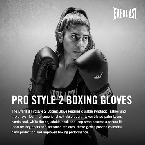 Everlast Prostyle 2 Youth Boxing Gloves, Entry Level Training Gloves for Men and Women, Secure Fit Hook and Loop Closure & Ventilation, Heavy Bag & Speedbag Training.
