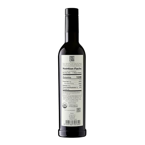 Pruneti - Frantoio Robust, Organic New 2024-2025 Early Harvest Italian Olive Oil Extra Virgin from Tuscany, Italy, Polyphenol Rich 500+ mg/kg, Gold Winner, First Cold Pressed, 16.9 fl oz