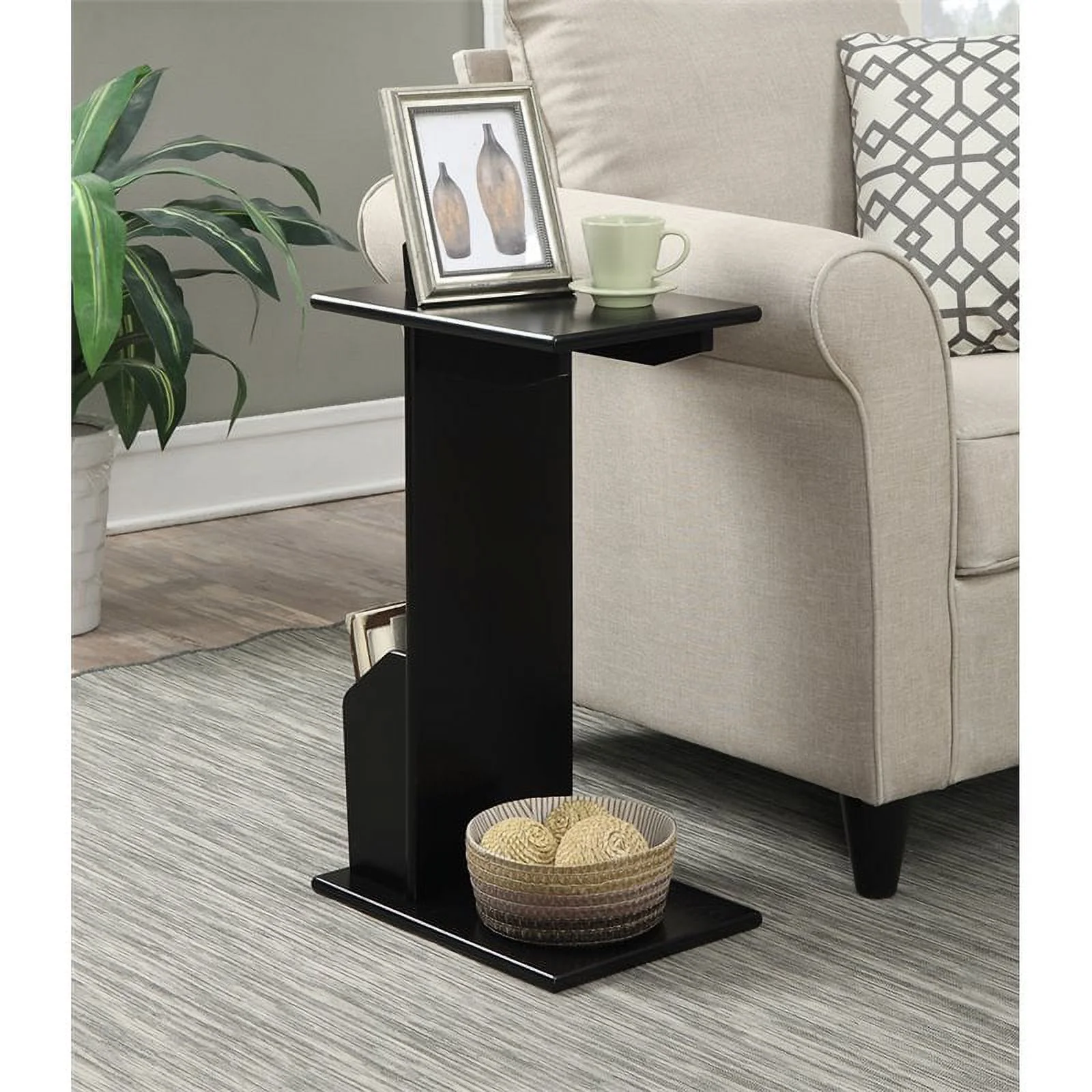 Home Square Furniture End Table in Black Wood Finish - Set of 2