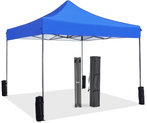 DUMOS Canopy Tents 10x10 Heavy Duty with Sand Bags, Pop Up Canopy for Vendor Market,Parties,Backyard with Carrying Bag, Waterproof Portable Tent Pop Up Shade 10FT WH