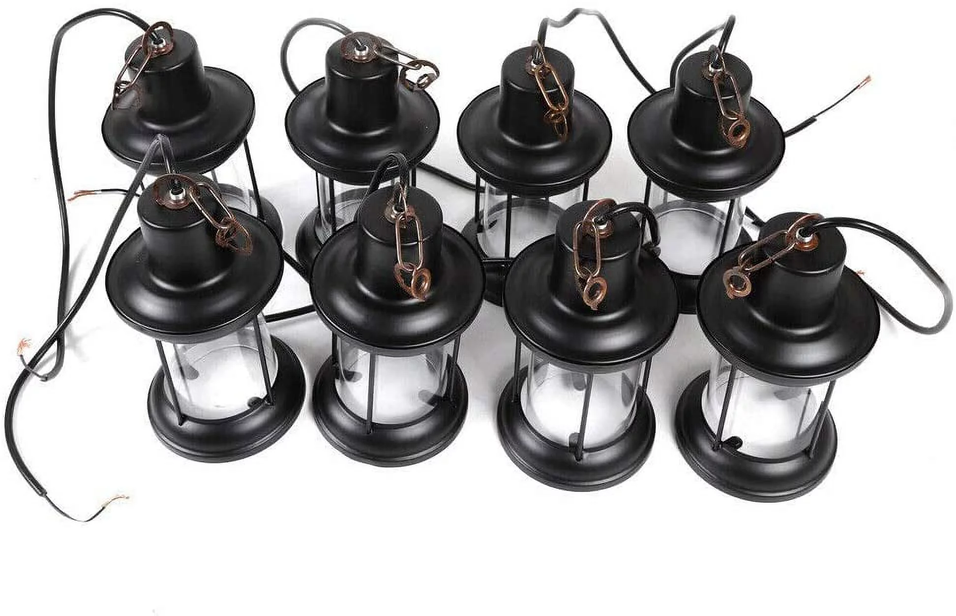 OUKANING 8-Light Farmhouse Chandelier, Retro Iron Wooden Frame Industrial Pendant Light Rustic Antique Ceiling Lamp Lighting Fixtures