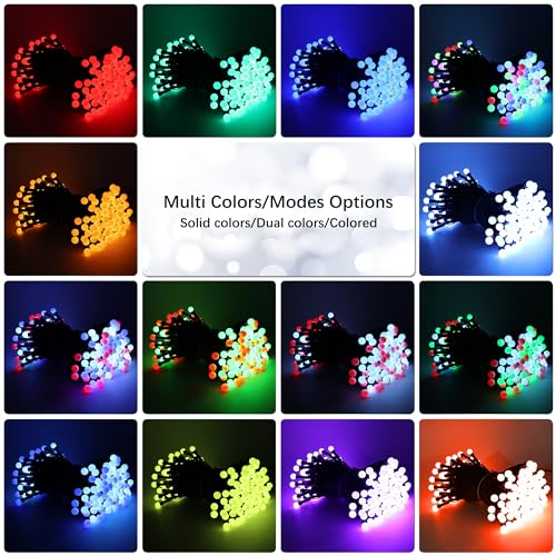 Brizled Color Changing Christmas Lights, 65ft 198 LED Christmas Berry String Lights with Remote, RGB Christmas Tree Lights Indoor Outdoor Mini Globe Lights Waterproof for Xmas Halloween Party Decor