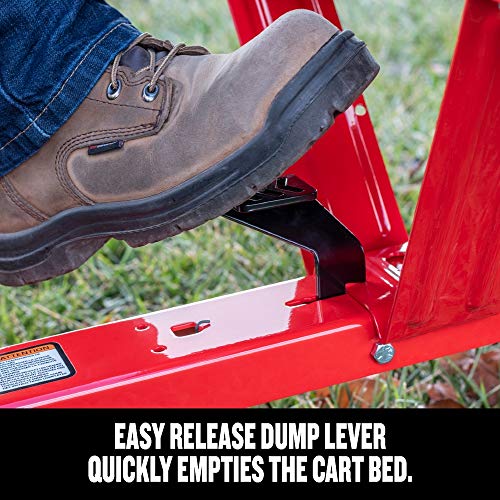 CRAFTSMAN, CMXGZBF7124355, 750-lb Capacity Steel Tow Behind Dump Cart, 12 Cubic Feet Capacity, Removable Tailgate - Garden Utility Trailer, 16” x 4” Pneumatic Tires