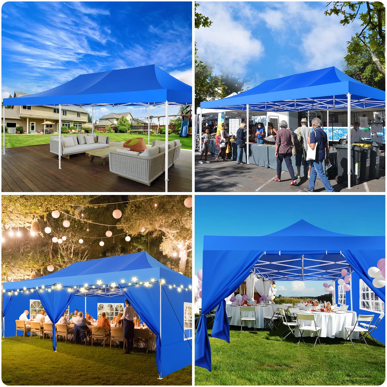 COBIZI 13x26 Extra Large Heavy duty Canopy Party Tent with Side Walls for Outdoor Events Wedding,Picnics,Lawn,Beach Ez Up Four Seasons Windproof Canopy,Blue