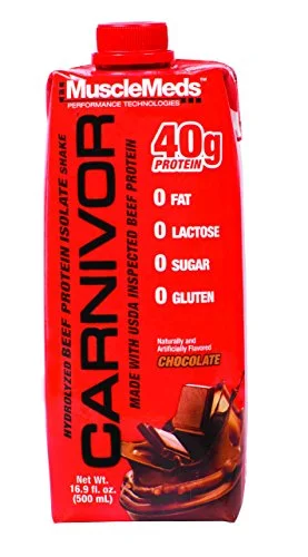 MuscleMeds Carnivor Ready to Drink Protein, Chocolate, 16.9 Ounce, 12 Count