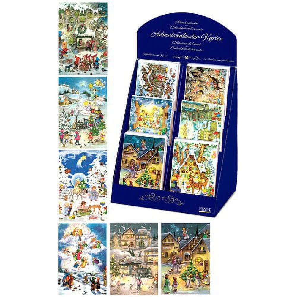 Alexander Taron Set of 60 Korsch Assorted Christmas Advent Cards with a Stand 6.75