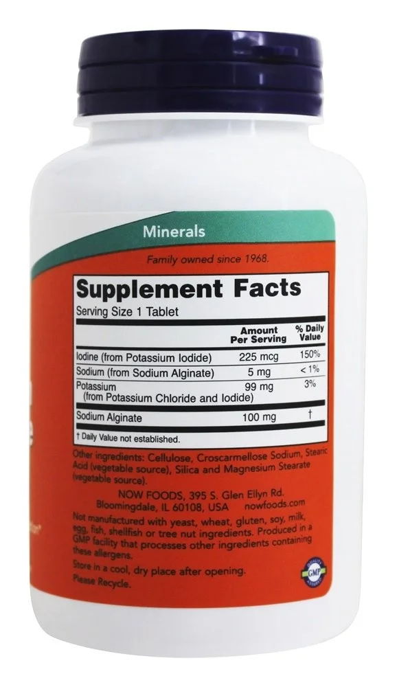 NOW Foods Potassium Plus Iodine, 180 Tablets-2 Pack