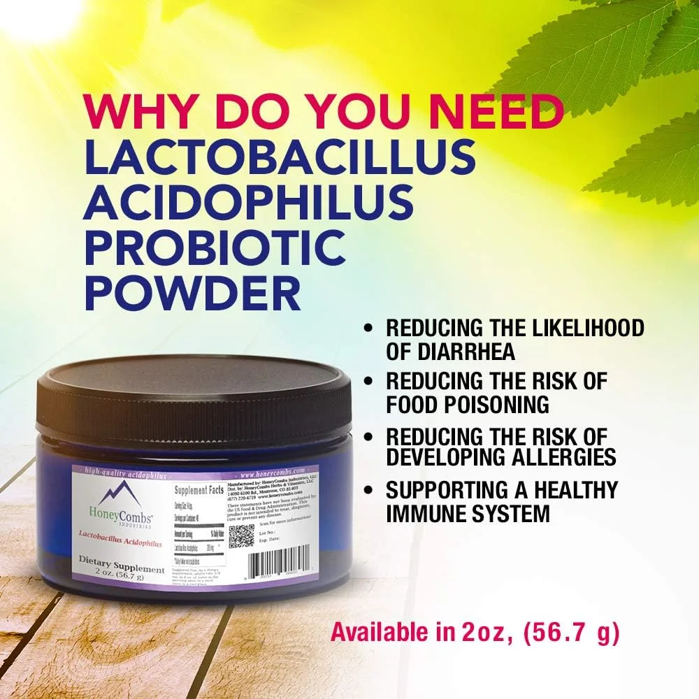 Lactobacillus Acidophilus Probiotic Powder – Women’s & Men’s Natural Probiotic Supplement – Pure Lactobacillus Acidophilus Supplement with 12 Billion Live, Gut-Friendly Bacteria, 2 Oz.